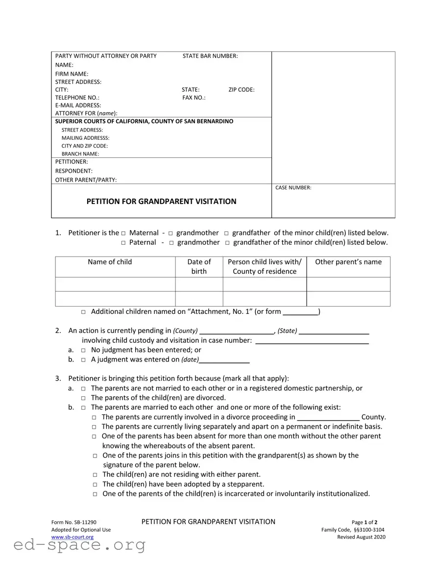Blank California Sb 11290 PDF Form