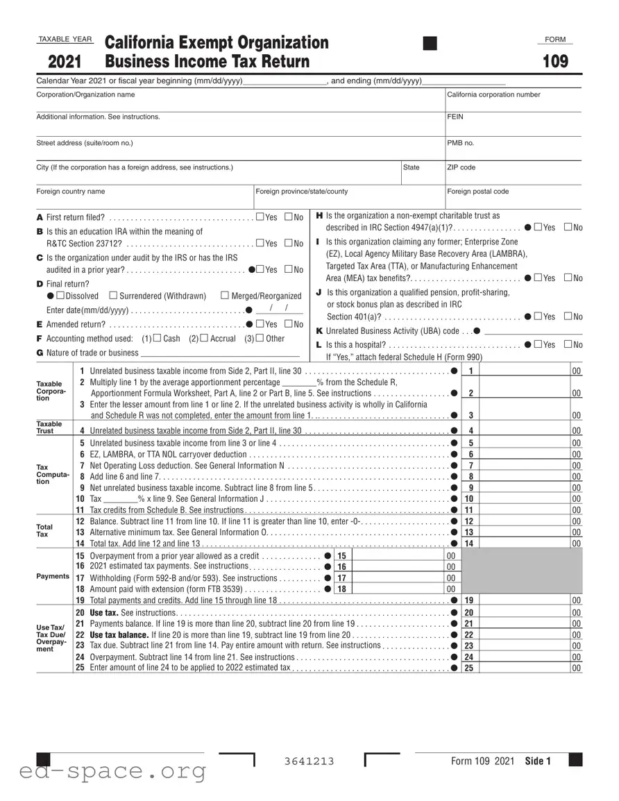 Blank California 109 PDF Form