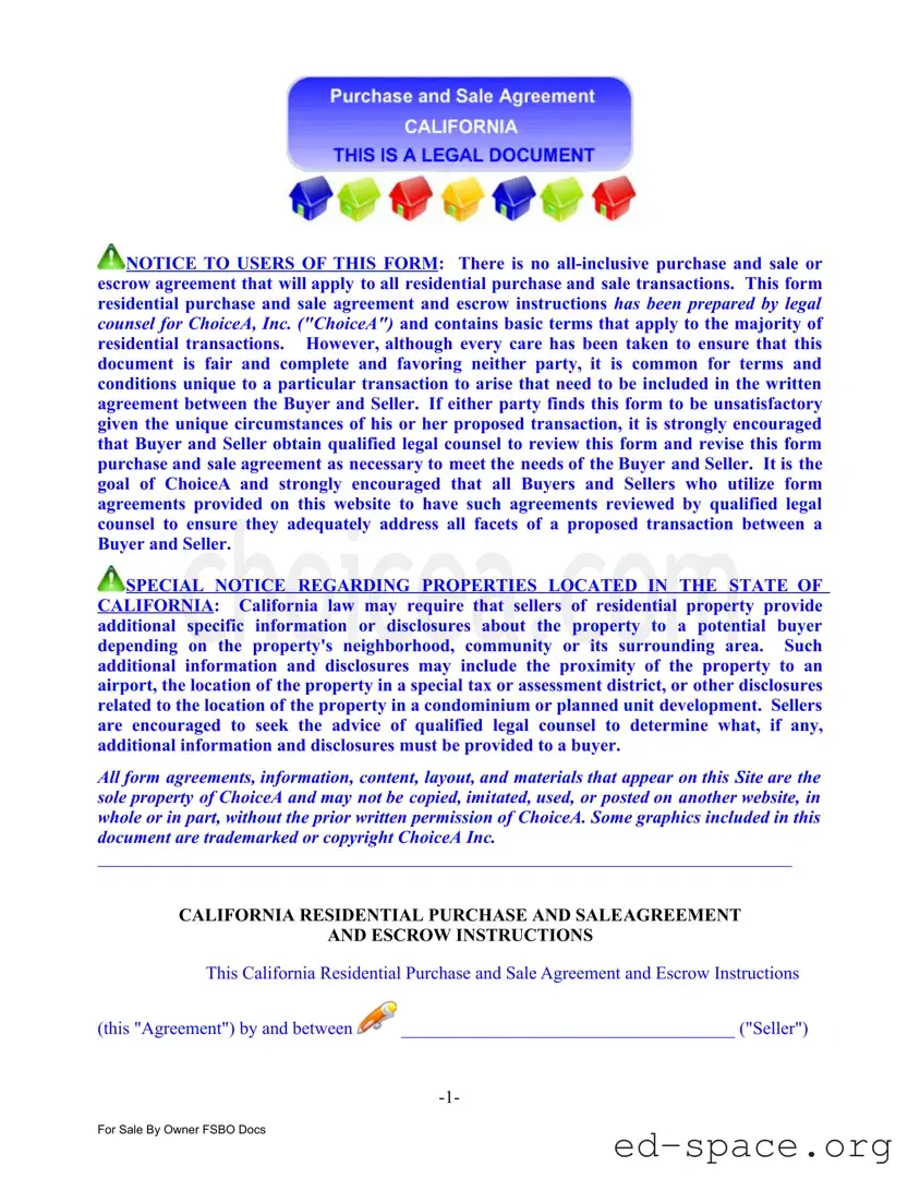 Blank Sale Agreement California PDF Form