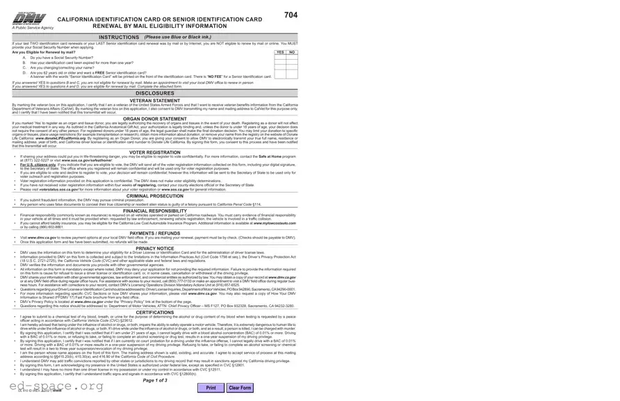 Blank California Id Card PDF Form
