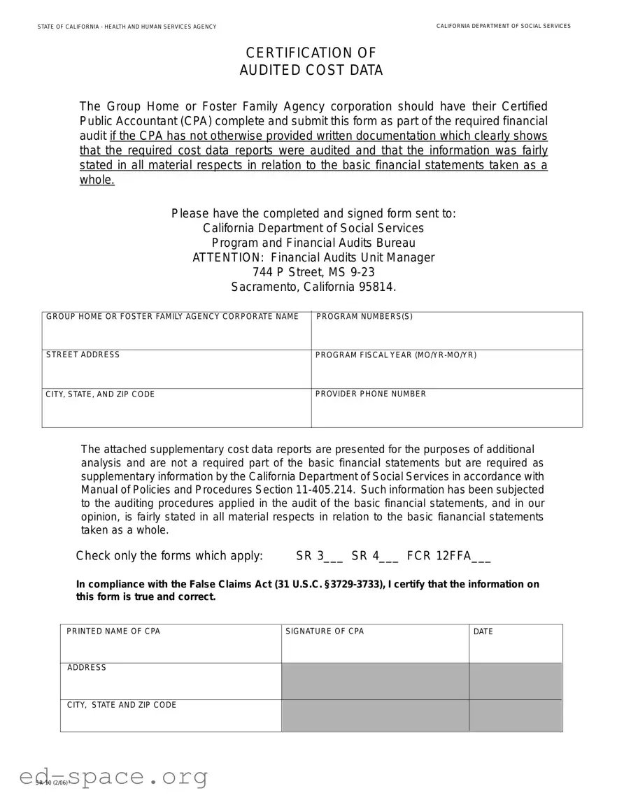 Blank California Sr 10 PDF Form