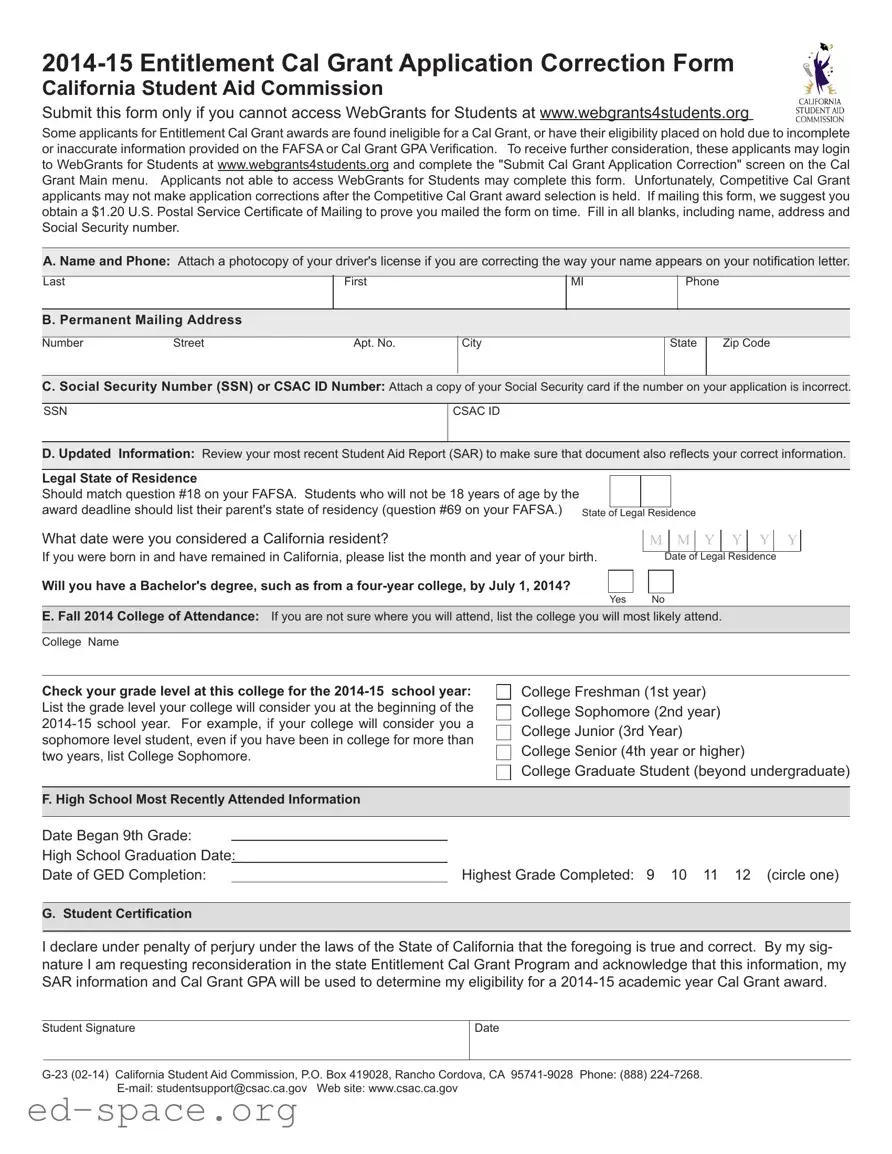 Blank California G 23 PDF Form