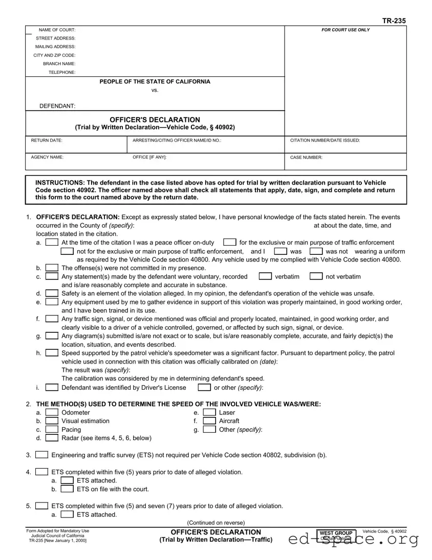 Blank Tr 235 California PDF Form