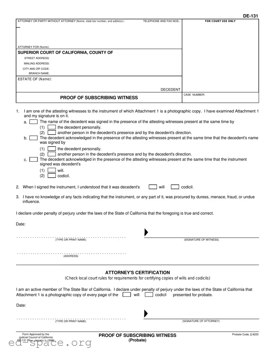 Blank California De 131 PDF Form