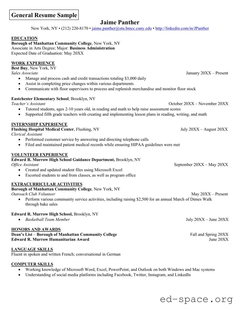 Blank Resume PDF Form