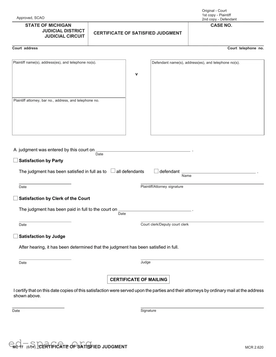 Blank Michigan Mc 17 PDF Form