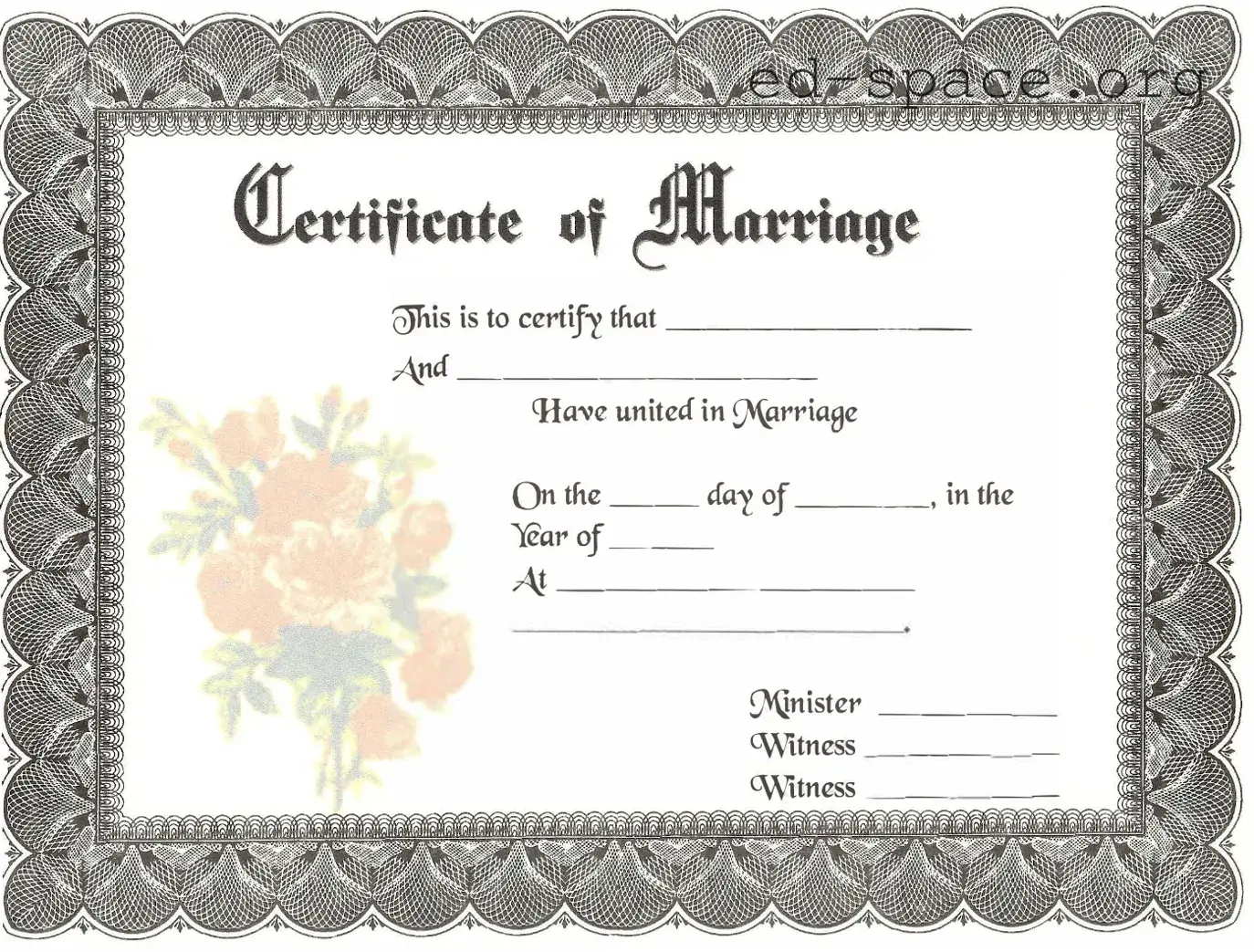 Blank Marriage Certificate PDF Form