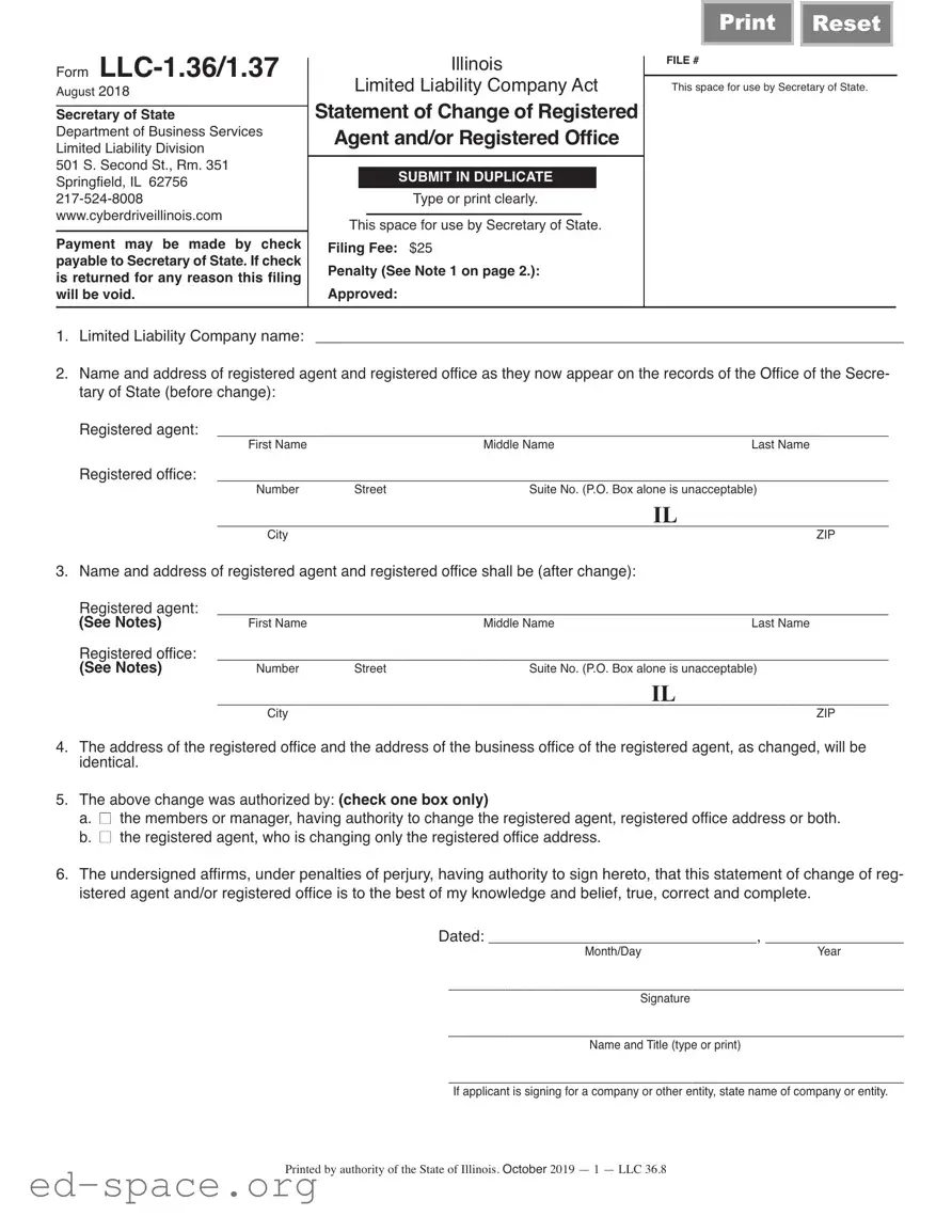 Blank Illinois Statement Of Change PDF Form