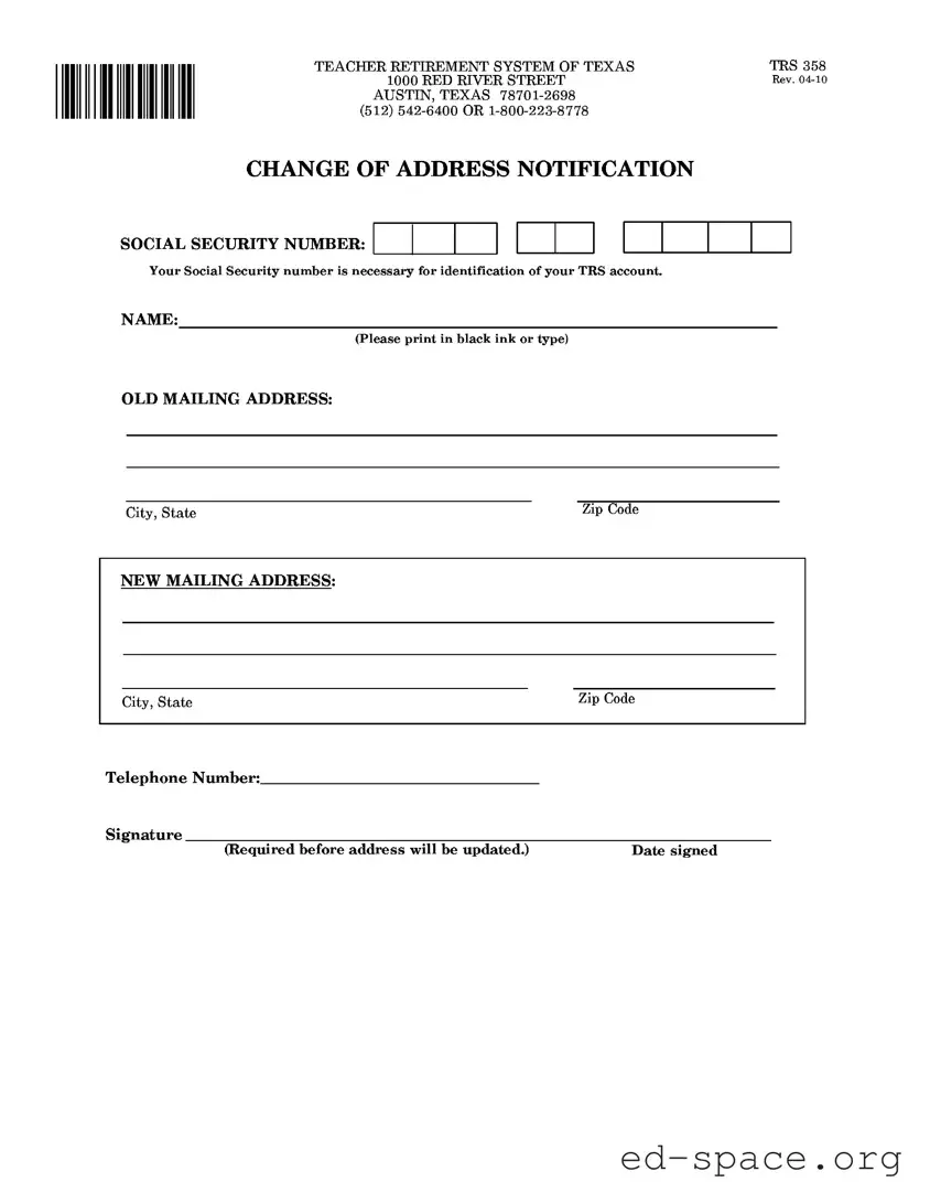 Blank Texas Trs 358 PDF Form