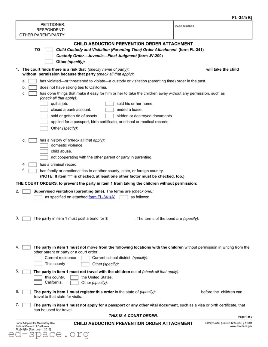 Blank California Fl 341 B PDF Form