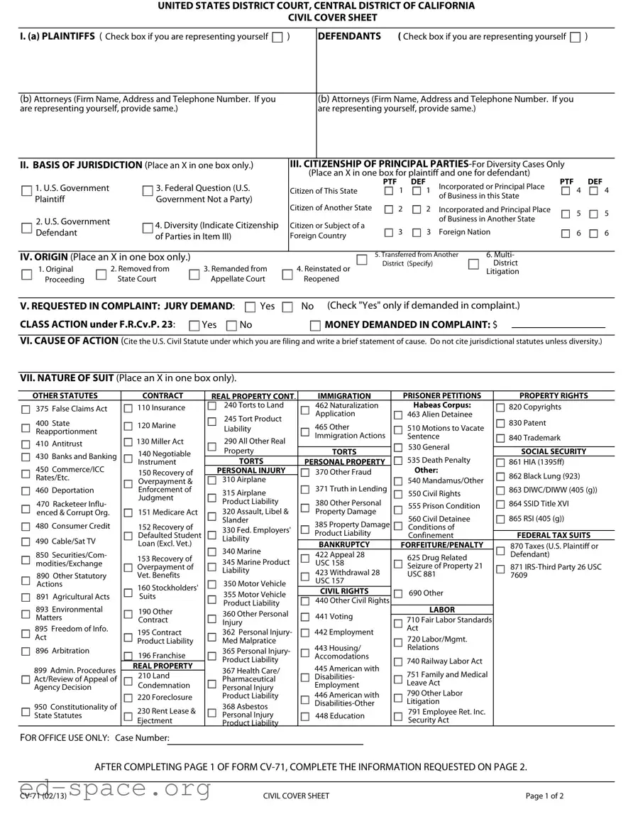 Blank California Cv 71 PDF Form