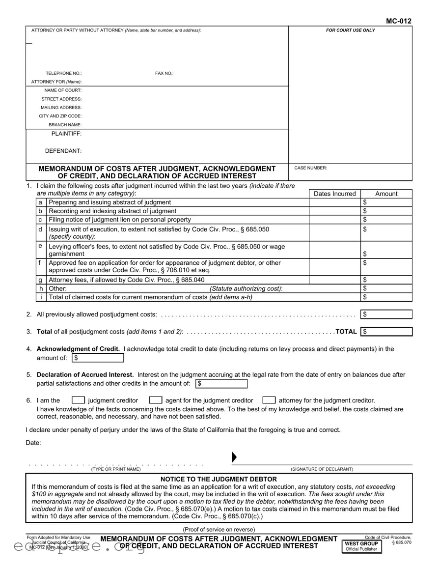 Blank California Mc 012 PDF Form
