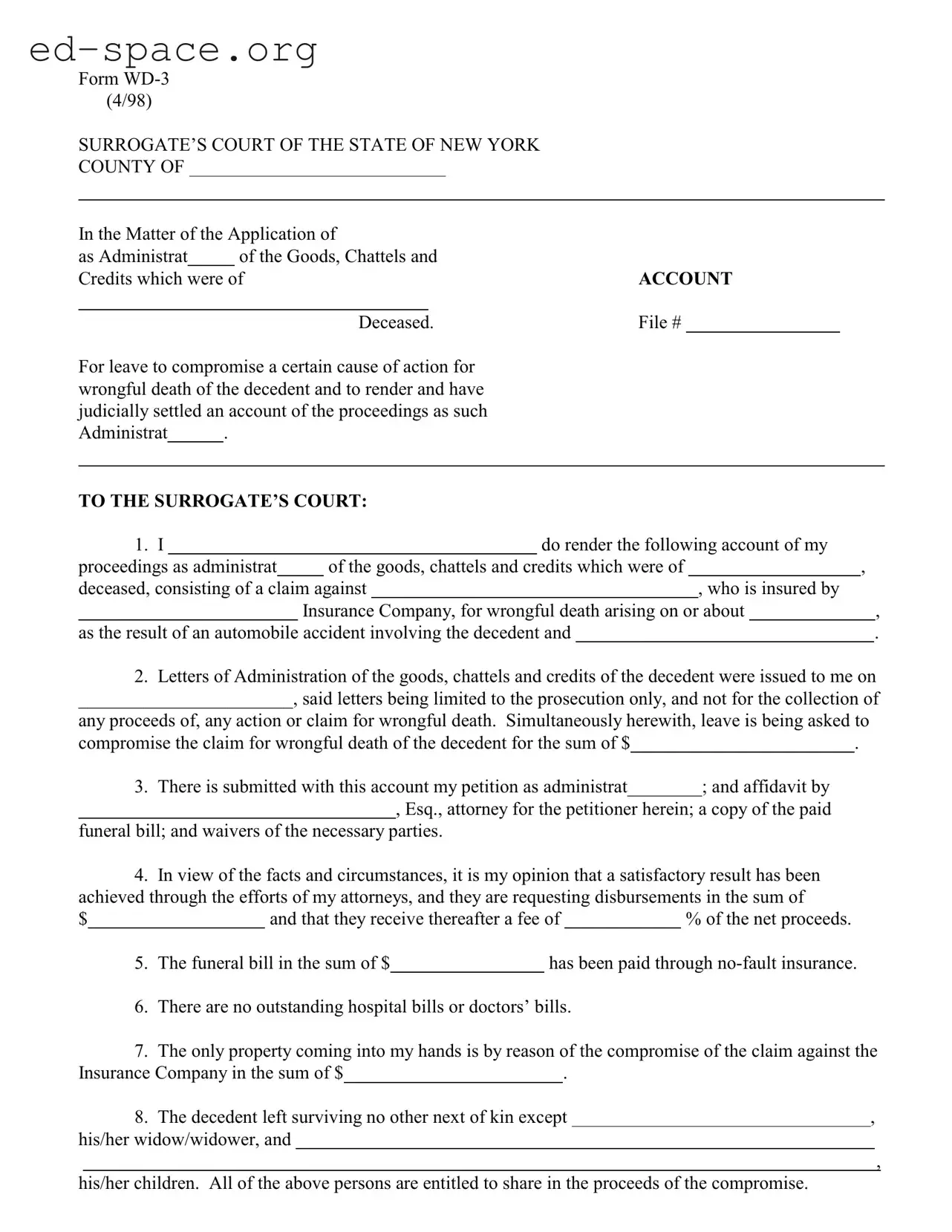 Blank New York Wd 3 PDF Form