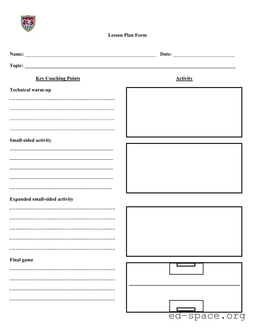Blank Soccer Training Session Plan PDF Form