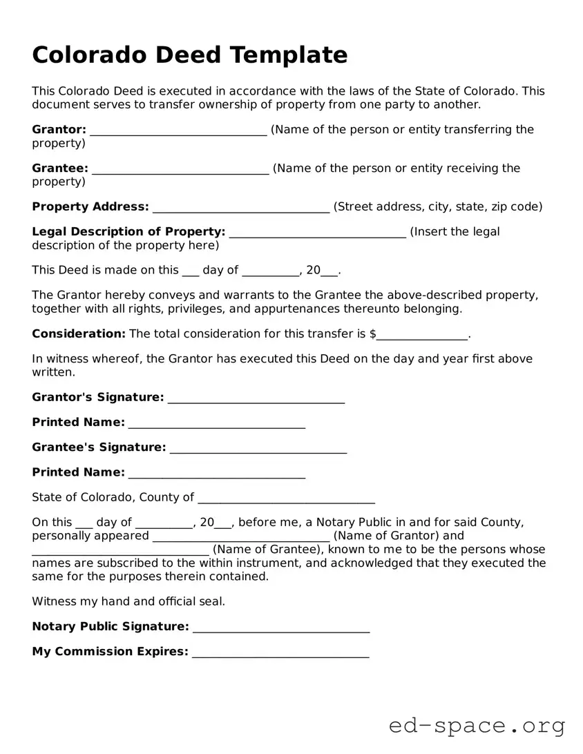 Free  Deed Form for Colorado
