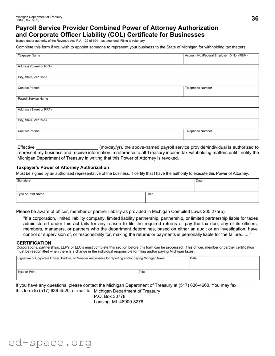 Blank Michigan 3683 PDF Form