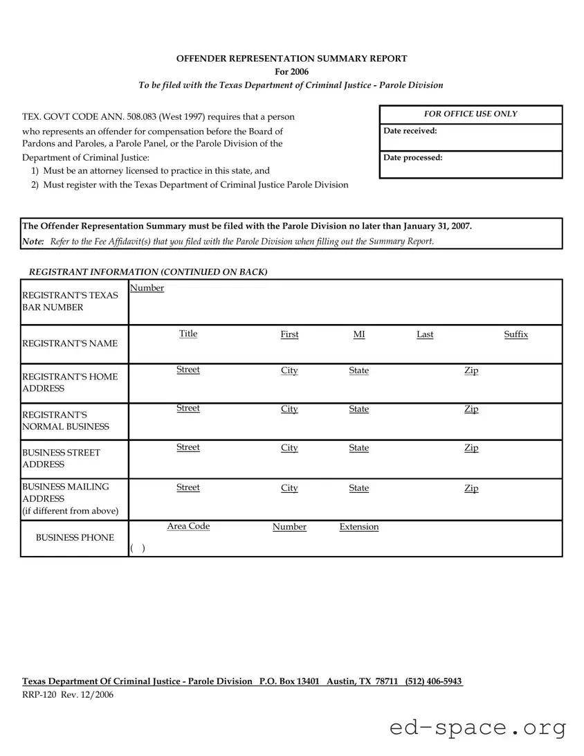 Blank Texas Rrp 120 PDF Form