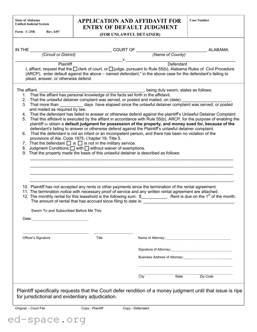 Blank C 25B Alabama PDF Form