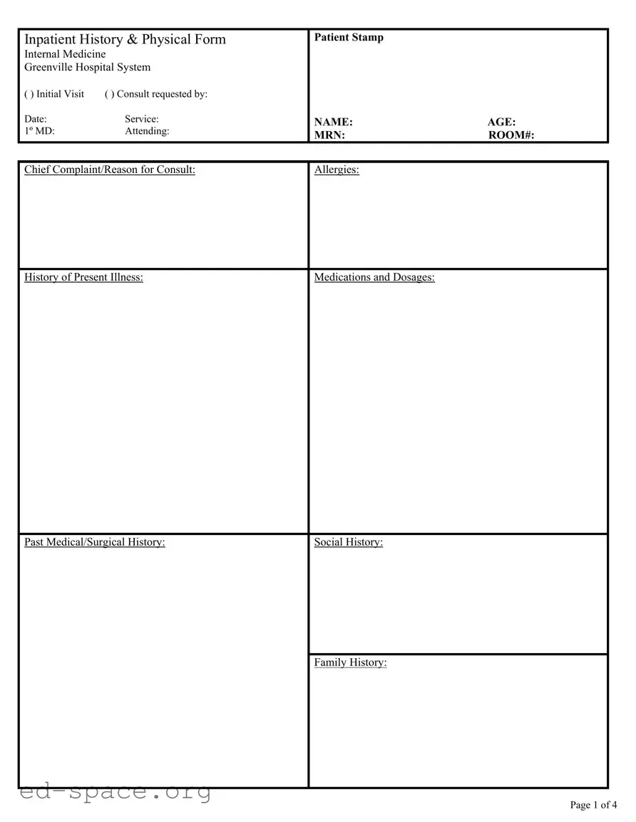 Blank History And Physical PDF Form