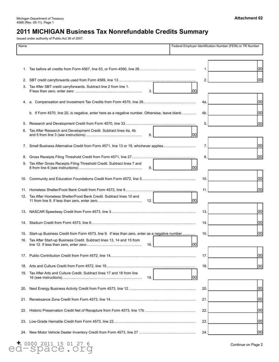 Blank Michigan 4568 PDF Form