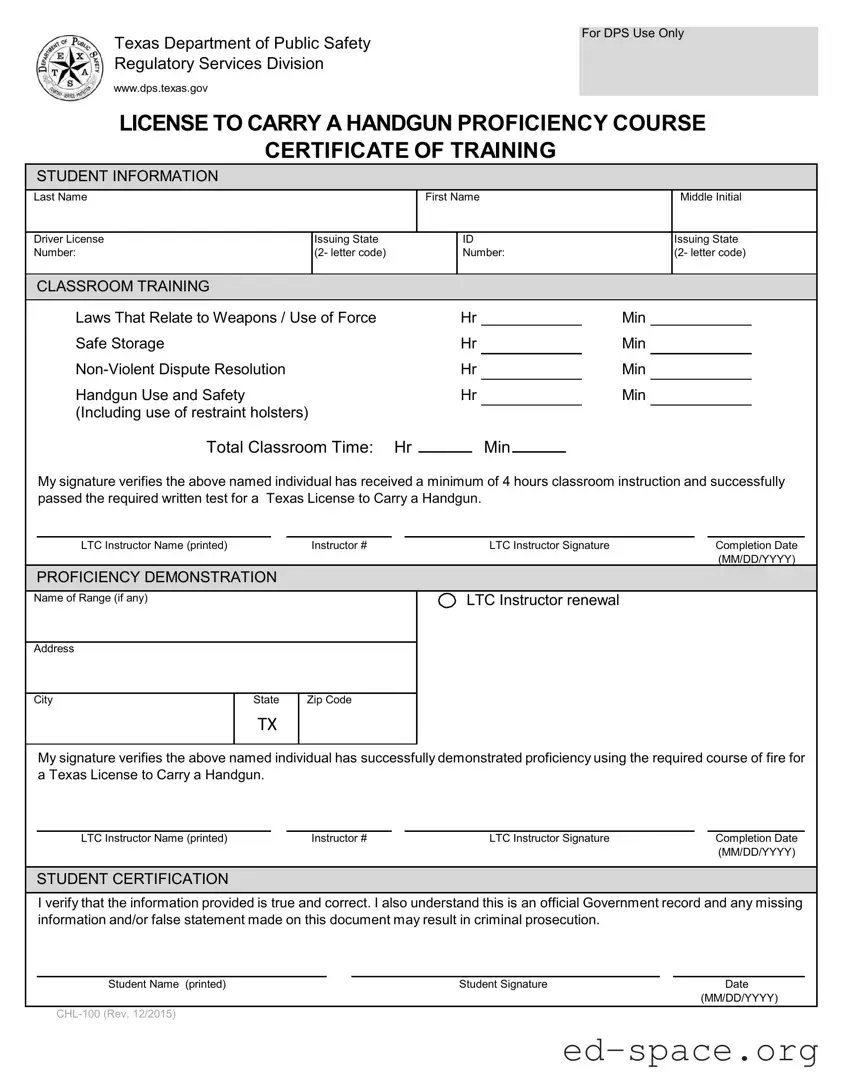 Blank Texas Chl 100 PDF Form