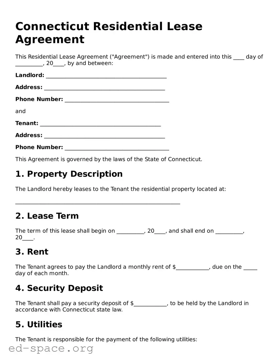 Free  Residential Lease Agreement Form for Connecticut