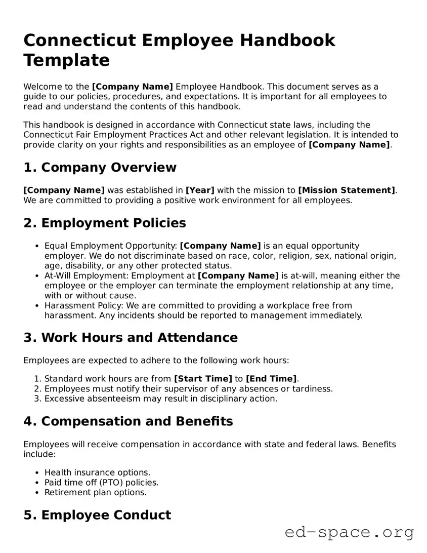 Free  Employee Handbook Form for Connecticut