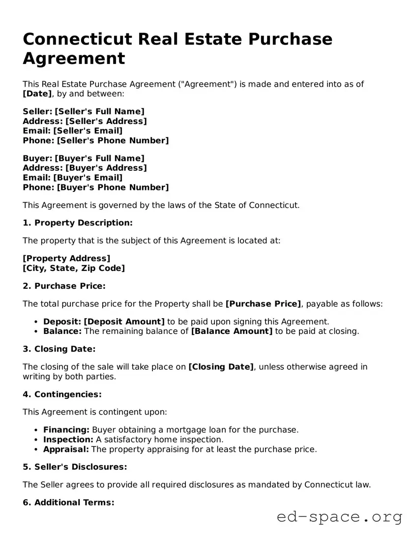 Free  Real Estate Purchase Agreement Form for Connecticut