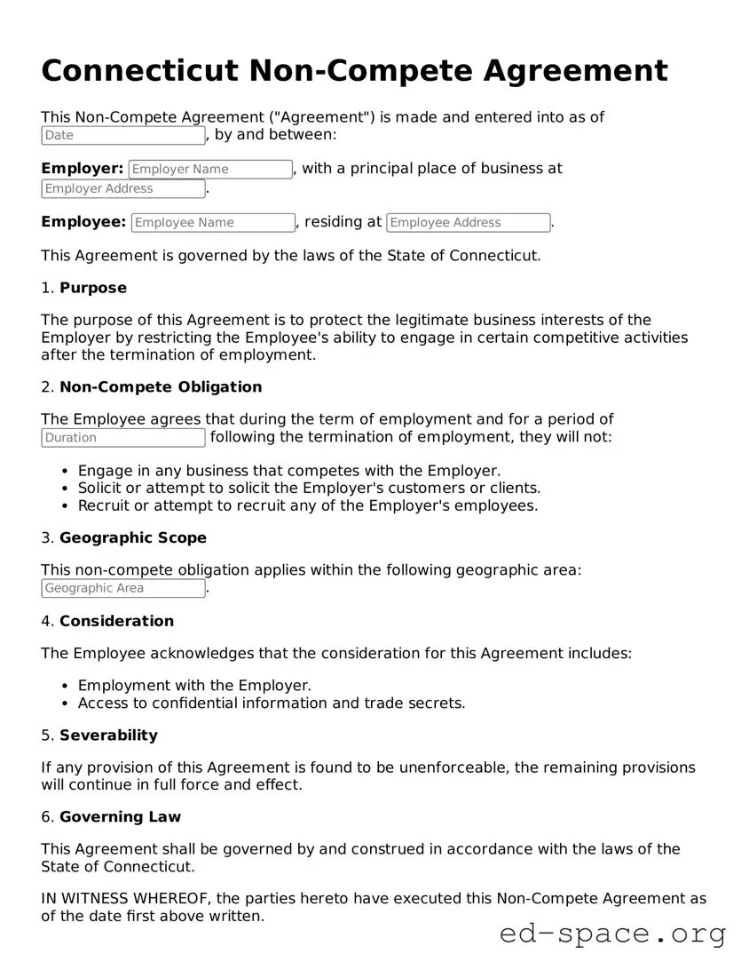 Free  Non-compete Agreement Form for Connecticut