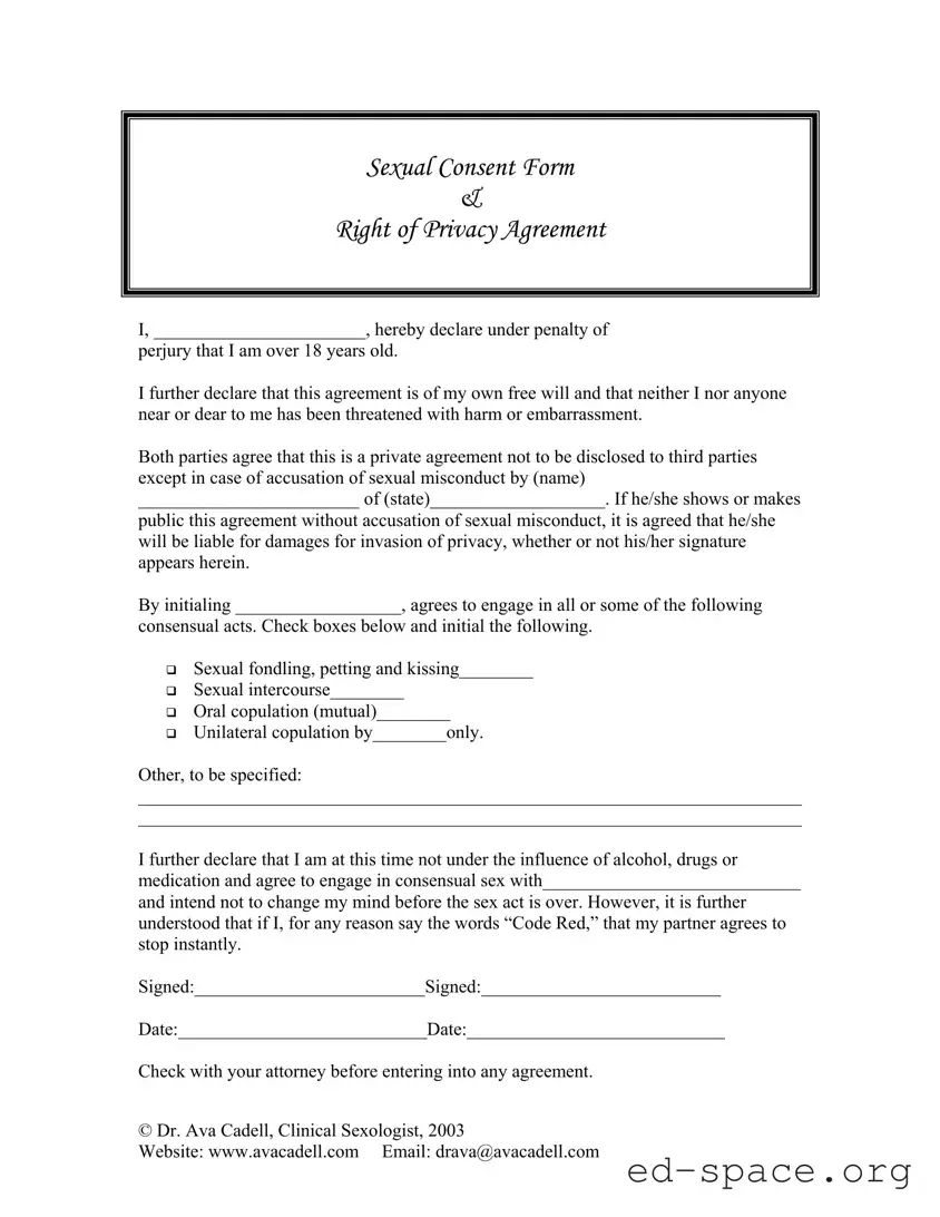 Blank Sex Contract PDF Form