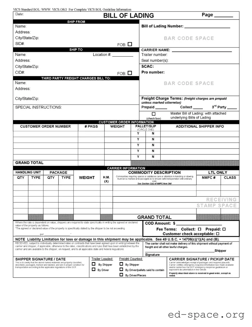 Blank Vics Bol PDF Form