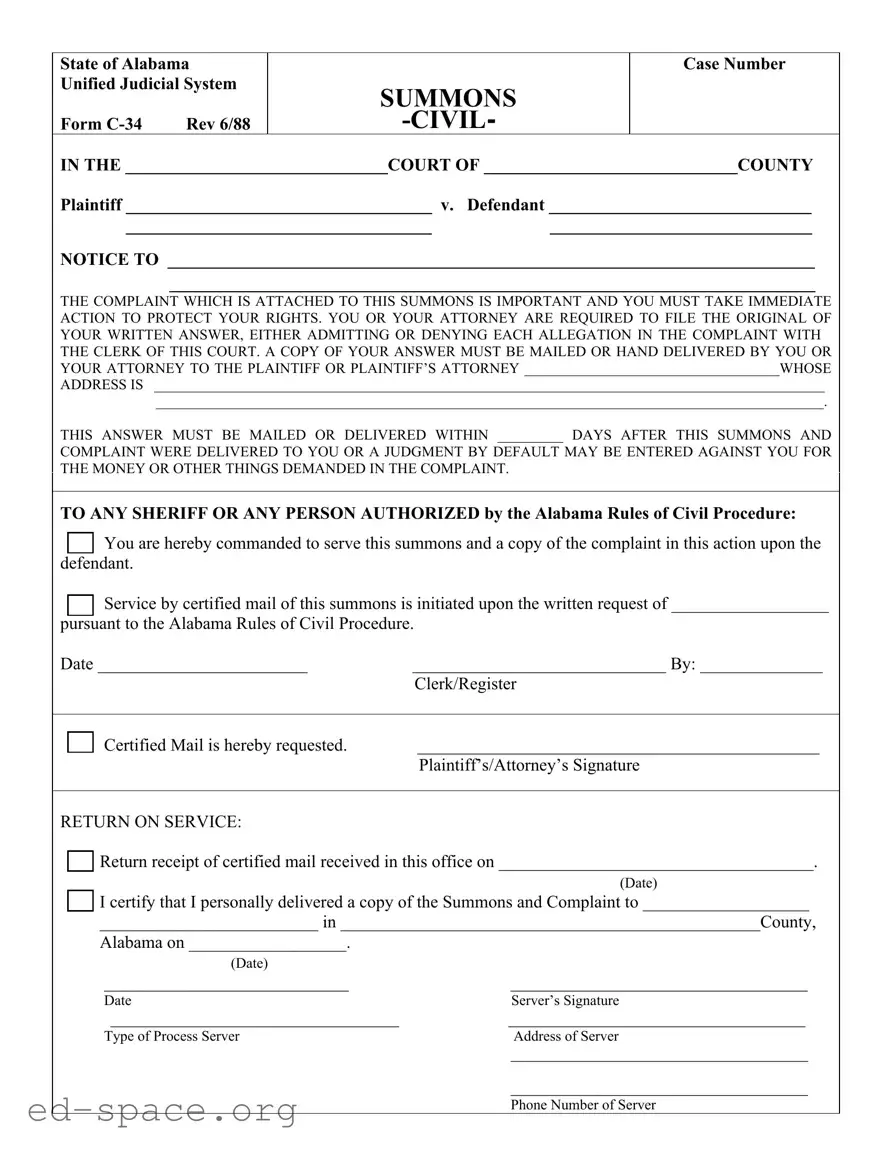 Blank Alabama C 34 PDF Form