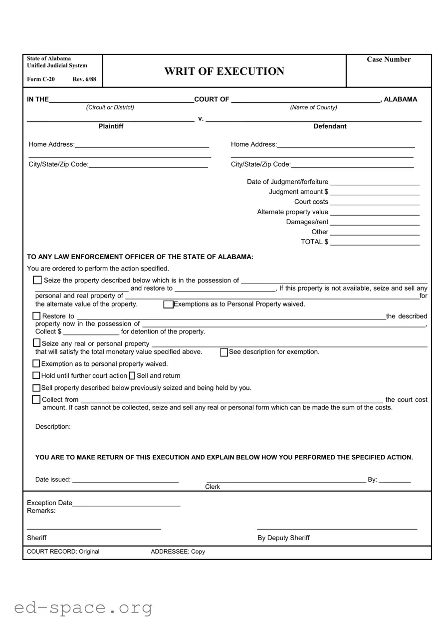 Blank Alabama C 20 PDF Form