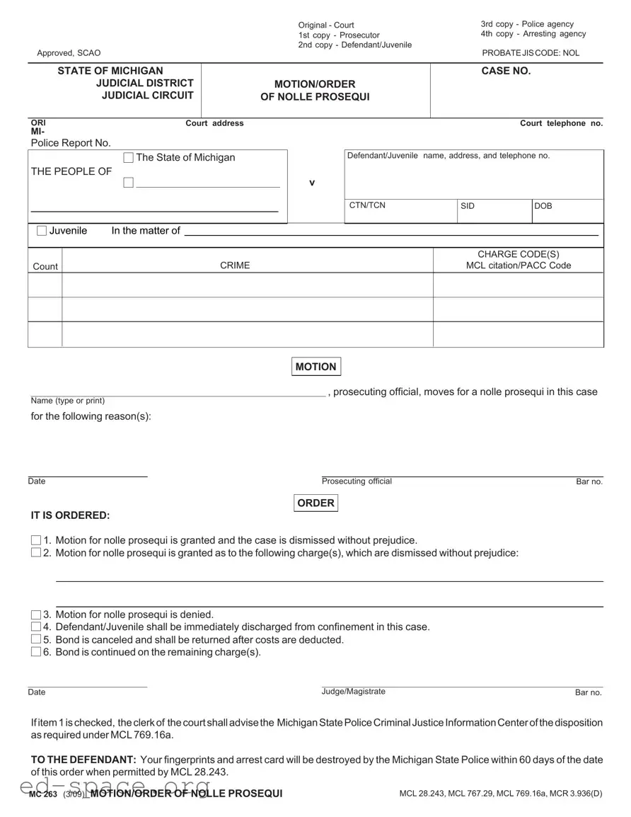 Blank Michigan Mc 263 PDF Form