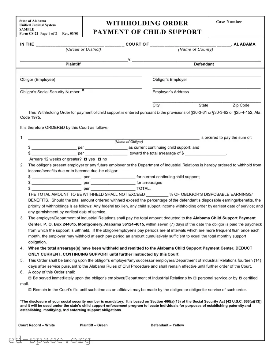 Blank Cs 22 Alabama PDF Form