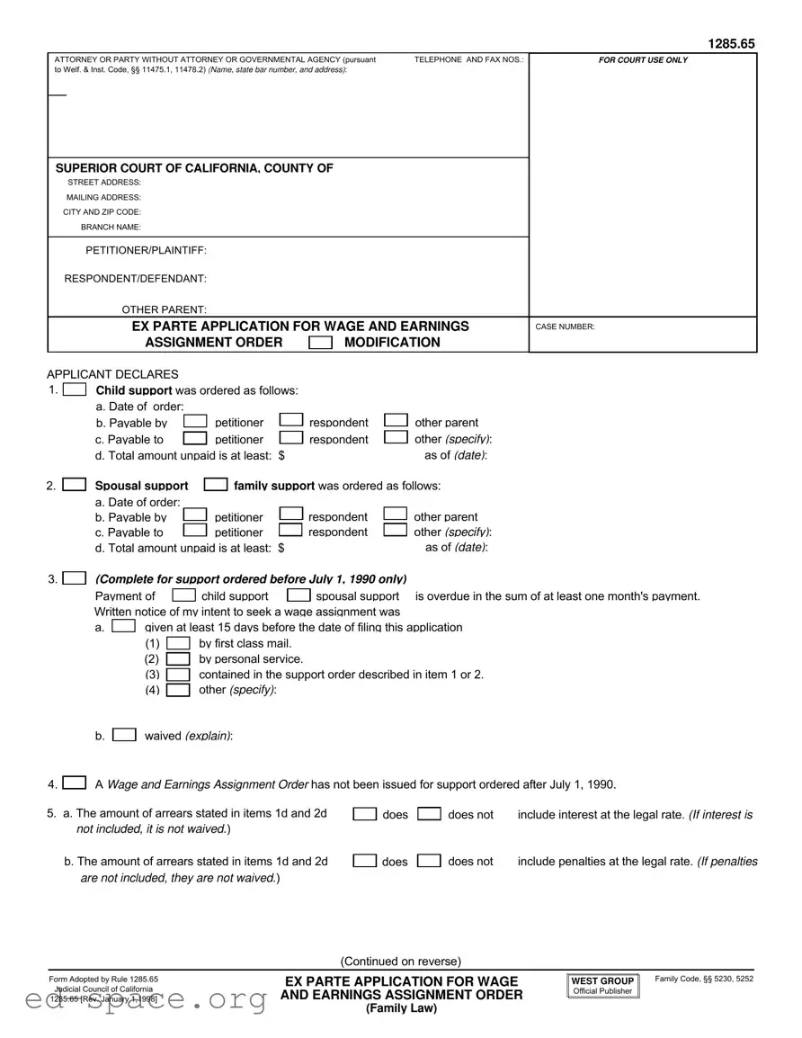 Blank California 1285 65 PDF Form