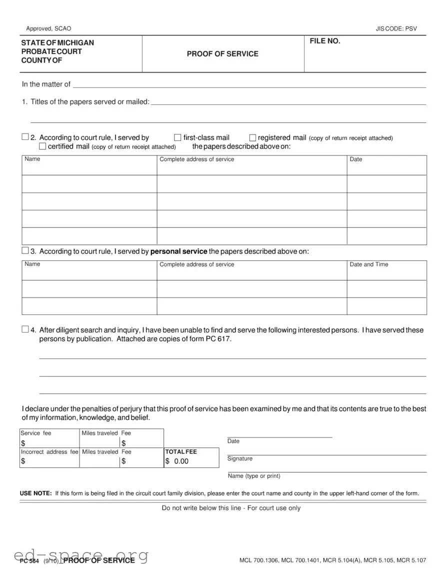 Blank Michigan Probate PDF Form