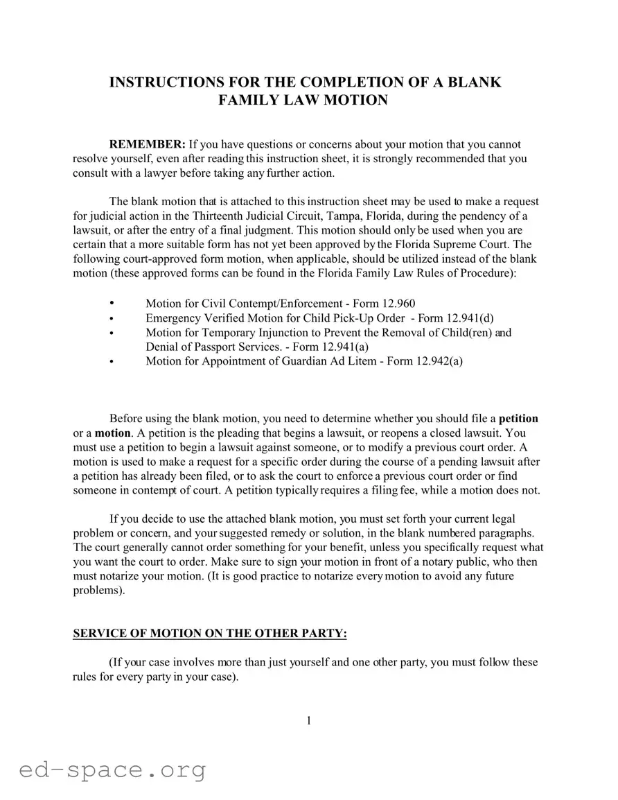 Blank Motion Florida PDF Form