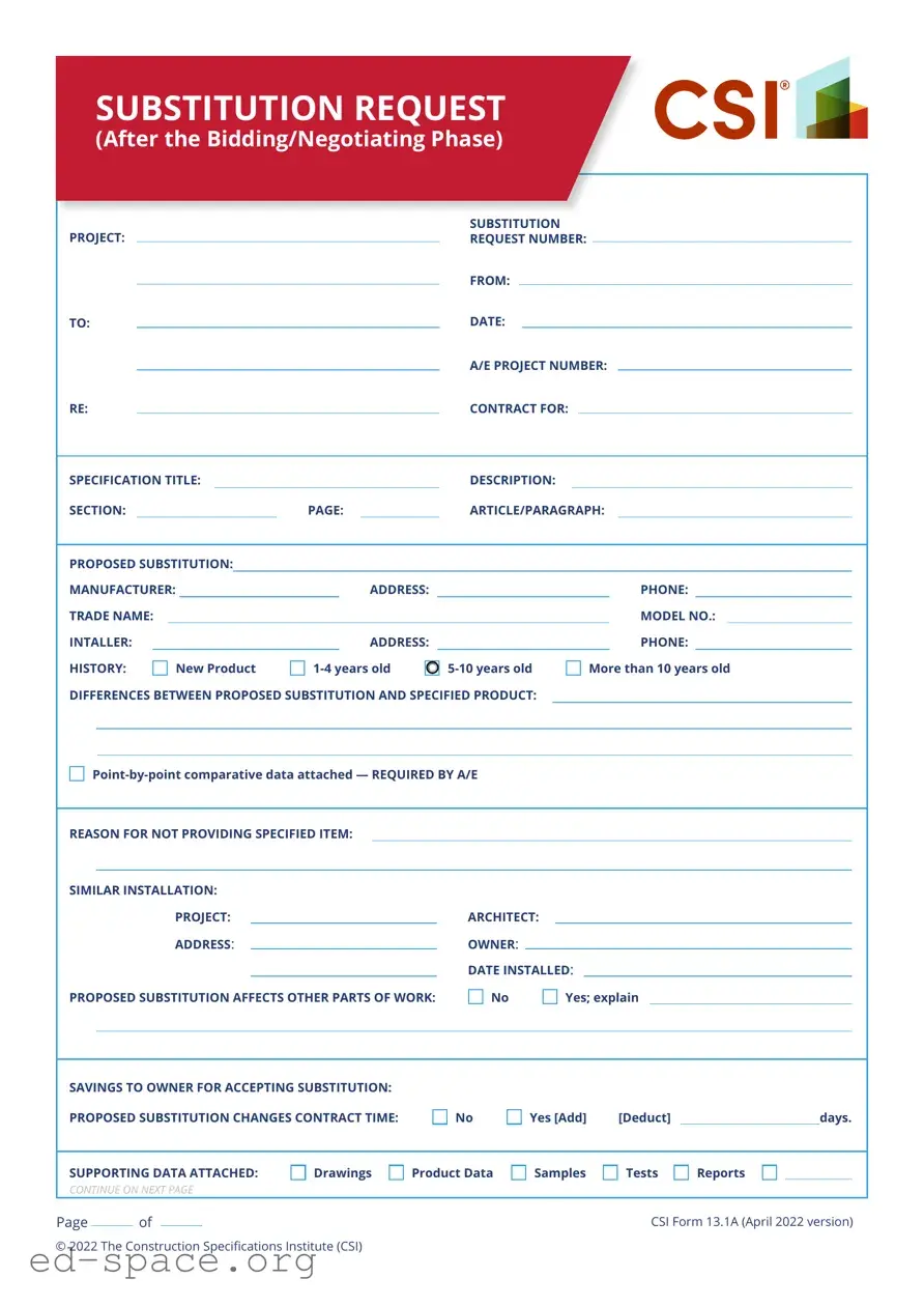 Blank Csi 13 1A PDF Form