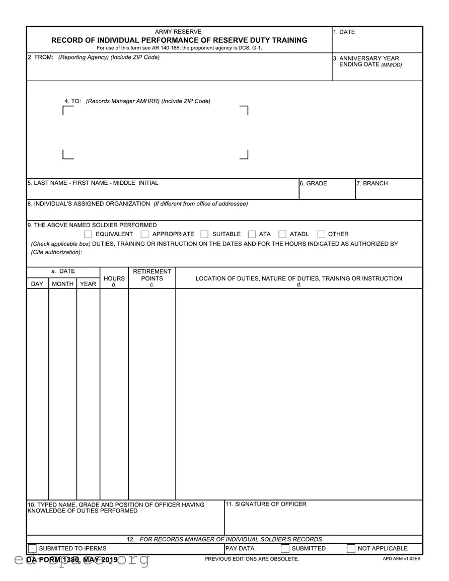 Blank Da 1380 PDF Form