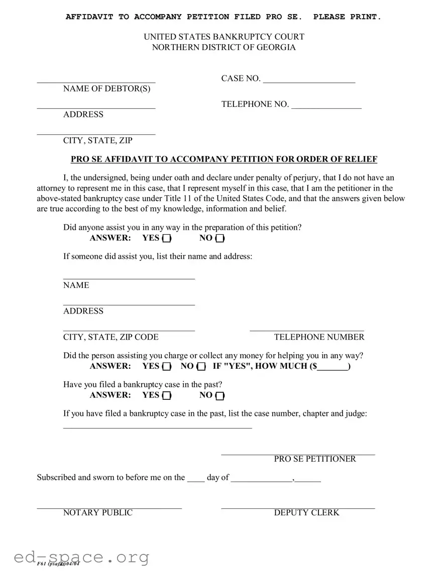 Blank F 61 Georgia PDF Form