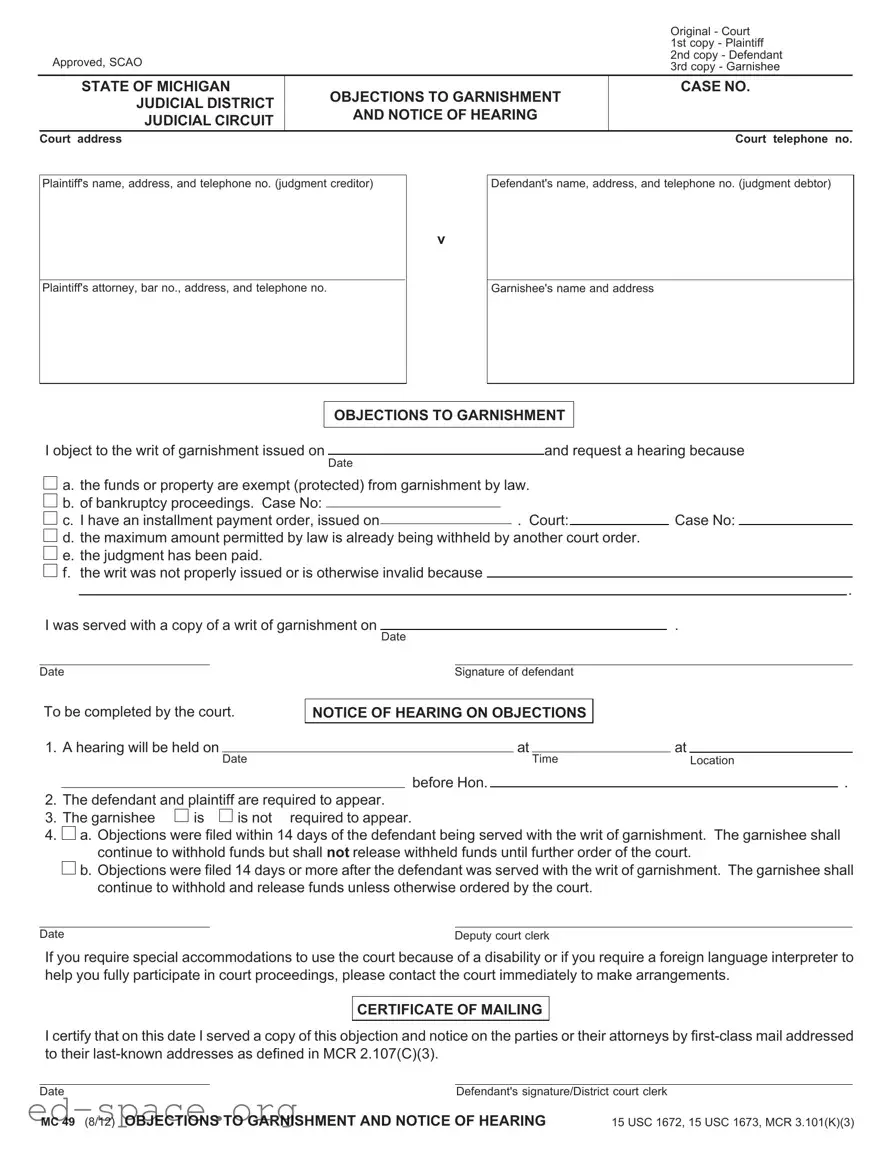 Blank Michigan Mc 49 PDF Form