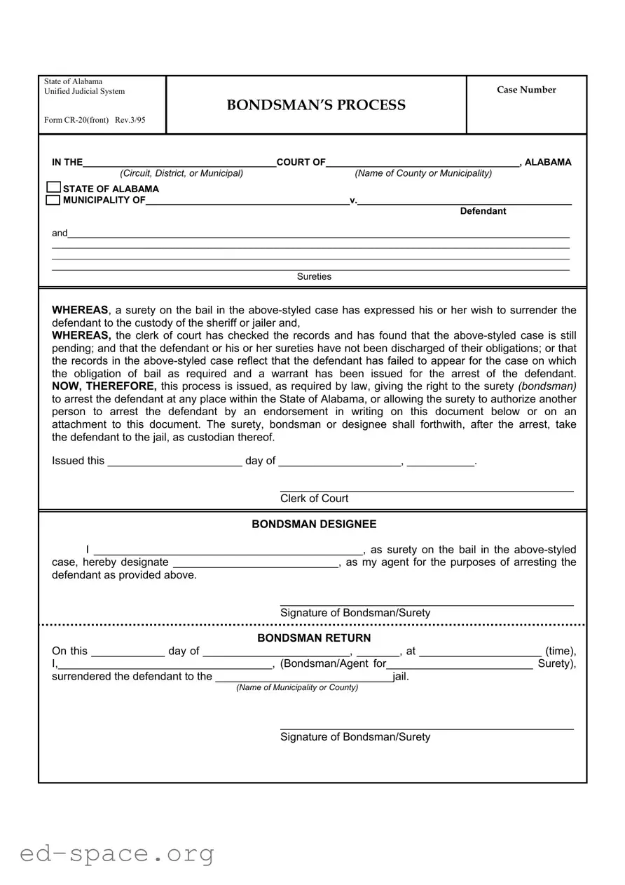 Blank Alabama Cr 20 PDF Form