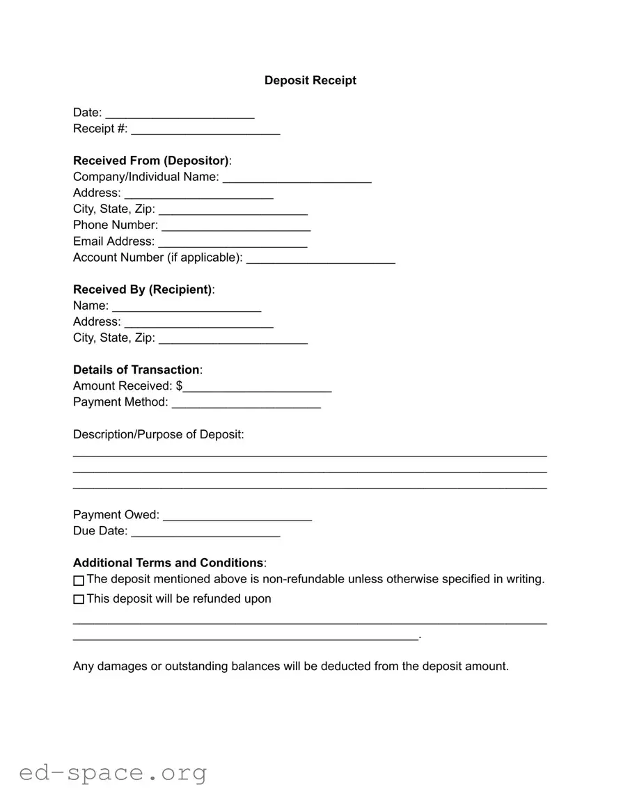 Blank Deposit Receipt PDF Form