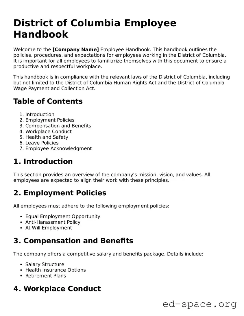 Free  Employee Handbook Form for District of Columbia