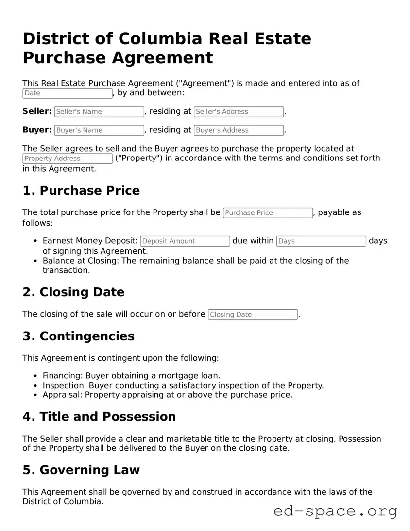 Free  Real Estate Purchase Agreement Form for District of Columbia