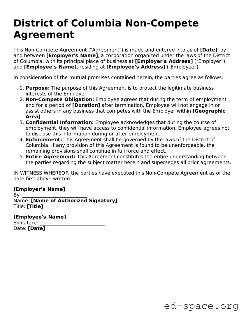 Free  Non-compete Agreement Form for District of Columbia