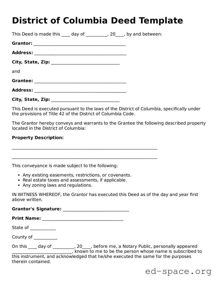 Free  Deed Form for District of Columbia
