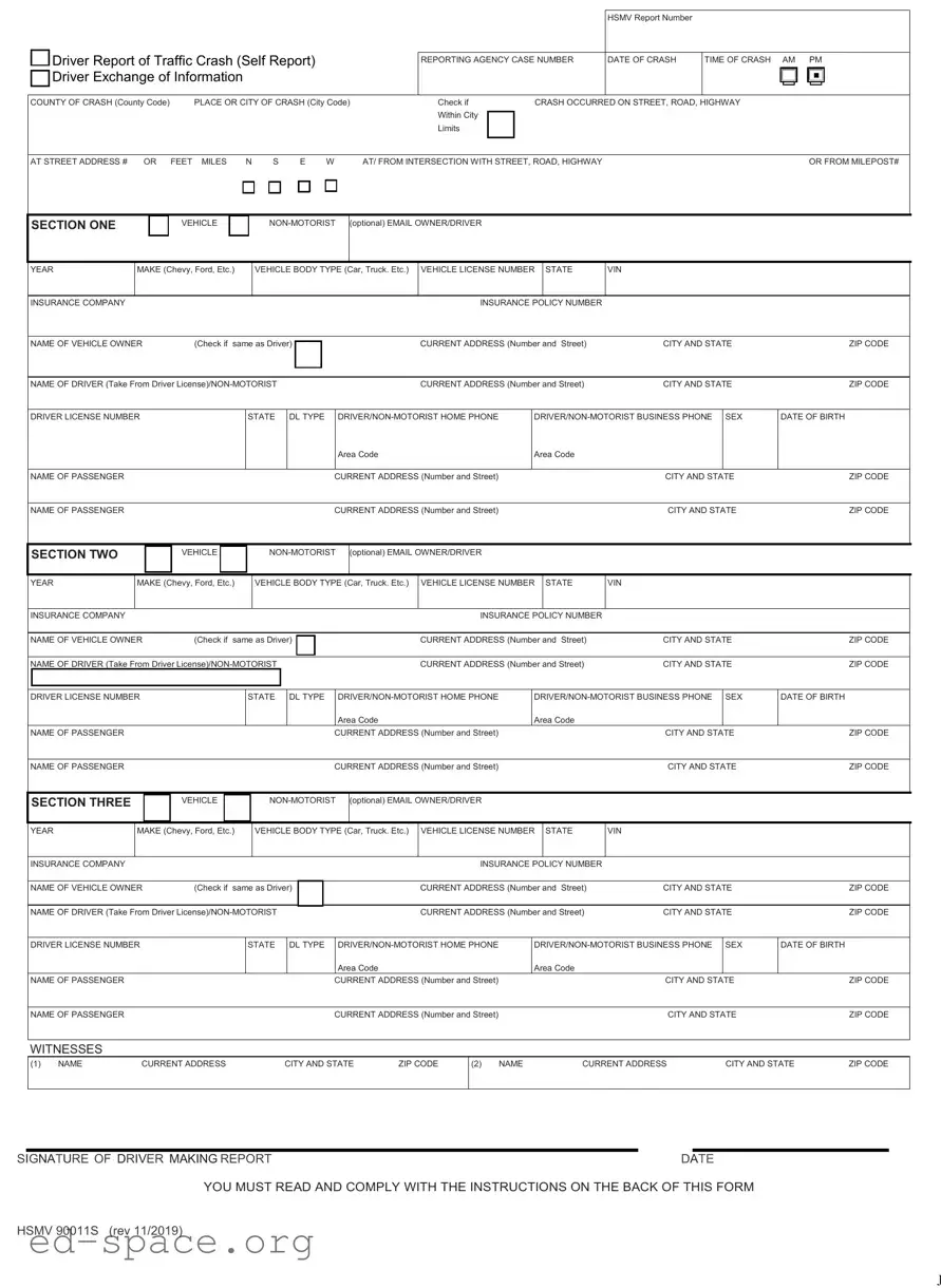 Blank Florida Traffic Crash Report PDF Form