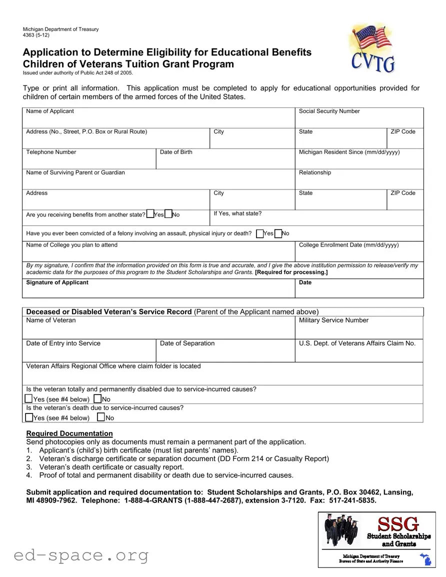 Blank Michigan 4363 PDF Form